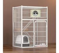 OLSKFUH Cat Cages Indoor,Rabbit Cage Indoor,Cat Outdoor Enclosure,Metal Cat Crate Ferret Pet Cage With Doors Ramp Ladders Suitable For Ferret,Bunny And Chinchillas - White,White-71 * 54 * 100cm