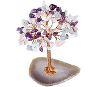 OLSKFUH Crystal Decorative Tree Of Life Living Room Crystal Wealth Tree Raw Ore Base Gravel Leaf Copper Wire Handmade Living Room Crafts Tree Ornaments Creative Crafts Feng Shui Tree,B
