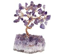 OLSKFUH Crystal Decorative Tree Of Life Purple Crystal Wealth Tree Raw Ore Base Gravel Leaves Copper Wire Handmade Living Room Crafts Tree Ornaments Creative Crafts Feng Shui Tree Wea,C