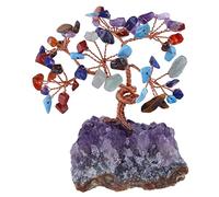 OLSKFUH Crystal Decorative Tree Of Life Purple Crystal Wealth Tree Raw Ore Base Gravel Leaves Copper Wire Handmade Living Room Crafts Tree Ornaments Creative Crafts Feng Shui Tree Wea,B