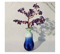 OLSKFUH Crystal Tree/Money Tree Natural Crystal Lucky Tree Ornaments Healing Tree Of Life Ornaments Gifts Artificial Crafts Home Furnishing Rough Stone Purple Yellow Powder Gem T,F