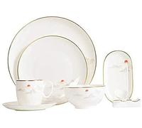 OLSKFUH Dinnerware Sets Dish Set,Chinese Penh Bone China,Ink Painting Ceramic Tableware Set,8 Pieces Set For One People,