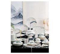 OLSKFUH Dinnerware Sets - Luxury Gift Dishes Service Set, 11/28/50 Pcs Chinese Style Dinnerware Set Bone China High-Value Tableware Bowl And Plate Set Home Gift Service For 2,One Colo,One Color-11pcs