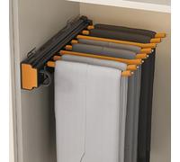 OLSKFUH Drawer Type Trouser Rack,Freestanding Trouser Hanger,Double Row Extendable Trouser Hangers Stainless Steel Pants Holder For Men And Women Space Saving Pull Out Clothes H,Orange-46cm