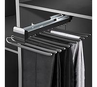 OLSKFUH Drawer Type Trouser Rack,Pull Out Pants Hangers,Pull Out Trousers Rack,Wardrobe Pull Out Pants Rack Clothes Hanger,Extendable Closet Valet Rod 10/11/22 Arms,Double Row,Black-34.6x45.6cm