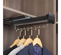 OLSKFUH Drawer Type Trouser Rack,Pull Out Pants Hangers,Retractable Pull-Out Closet Valet Rod,Extendable Wardrobe Hanging Clothes Rod Pants Rack Clothes Hanger,Silent Damping D,Grey-46cm/18in