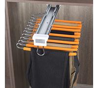 OLSKFUH Drawer Type Trouser Rack,Pull Out Pants Hangers,Wardrobe Pull Out Trousers Rack Closet Valet Rod,Extendable Pull Out Pants Rack Clothes Hanger 10/11/22 Arms,Double Row D,Orange-35x46cmA