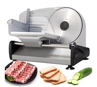 OLSKFUH Electric Meat Slicer With Adjustable Thickness 1-15Mm, Removable Stainless Steel Blades, Safety Switch, Ideal For Deli Foods, Cheese, And Bread,Grey