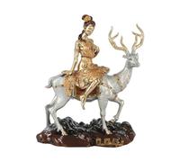 OLSKFUH Entrance Decorative Sculpture Brass European Deer Elf Riding A Deer Goddess Ornaments Home Decoration Living Room Office Copper Crafts Table Centerpieces,40 * 33cm