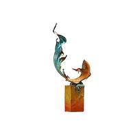 OLSKFUH Entrance Decorative Sculpture Desktop Statue All Copper Fish Ornaments Such As Fish In The Water Decorative Living Room Crafts Housewarming Table Centerpieces,20.5 * 11 * 41.5cm