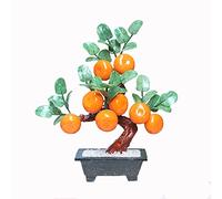 OLSKFUH Fake Plants Feng Shui Tree Jade Bonsai Orange Tree Auspicious Decoration For Tabletop Home Office Living Room Decoration Chinese Feng Shui Decoration Bonsai Tree,