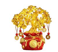 OLSKFUH Feng Shui Money Tree Crystal Money Bag Feng Shui Tree Bonsai Style Natural Crystal Money Tree For Diy Home Office Party Decoration Crystal Tree,Medium