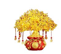 OLSKFUH Feng Shui Money Tree Crystal Money Bag Feng Shui Tree Bonsai Style Natural Crystal Money Tree For Diy Home Office Party Decoration Crystal Tree,Large