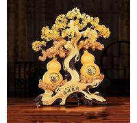 OLSKFUH Feng Shui Money Tree Gourd Ornaments, Resin Crafts Natural Crystal Tree, Good Luck Wealth Tree Decor Business Gift For Office Home Living Room Crystal Tree,Large