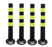 OLSKFUH Flexible Street Cones For Parking Traffic Delineator Posts,Plastic Traffic Control Equipment Safety Bollard Barrier Post For Driveway/Sidewalk/Public Area,Visual Caution,Black+yellow-4 Pack