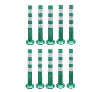 OLSKFUH Flexible Street Cones For Parking Traffic Delineator Posts,Plastic Traffic Control Equipment Safety Bollard Barrier Post For Driveway/Sidewalk/Public Area,Visual Caution,Green+white-10 pack