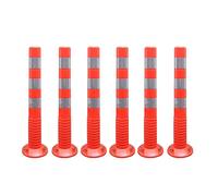 OLSKFUH Flexible Street Cones For Parking Traffic Delineator Posts,Plastic Traffic Control Equipment Safety Bollard Barrier Post For Driveway/Sidewalk/Public Area,Visual Caution,Red+siver-6 pack