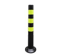 OLSKFUH Flexible Street Cones For Parking Traffic Delineator Posts,Plastic Traffic Control Equipment Safety Bollard Barrier Post For Driveway/Sidewalk/Public Area,Visual Caution,Black+yellow-1 Pack