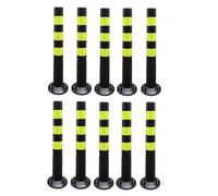OLSKFUH Flexible Street Cones For Parking Traffic Delineator Posts,Plastic Traffic Control Equipment Safety Bollard Barrier Post For Driveway/Sidewalk/Public Area,Visual Caution,Black+yellow-10 pack