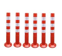 OLSKFUH Flexible Street Cones For Parking Traffic Delineator Posts,Plastic Traffic Control Equipment Safety Bollard Barrier Post For Driveway/Sidewalk/Public Area,Visual Caution,Red+white-6 pack