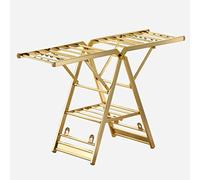 OLSKFUH Foldable Clothes Drying Rack Free-Standing Large Rack, Stainless Steel Laundry Hanger, Adjustable Height Of The Wings, With Shoe Support,For Towels,Gold-A