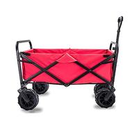 OLSKFUH Handcart, Folding Garden Trolley Cart Heavy Duty Wagon Multi-Function Shopping Cart For Outdoor Camping Beach Supermarket With 4 Wheels, Load 90Kg/Black,Red