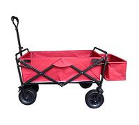 OLSKFUH Handcart, Folding Garden Trolley Cart Heavy Duty Wagon Multi-Function Shopping Cart For Outdoor Camping Beach Pull Truck With 4 Wheels, Load 150Kg/Red,Red