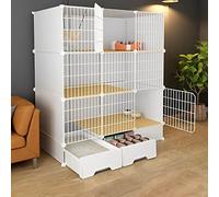OLSKFUH Indoor Cat Cage With Pull-Out Cat Litter Box, 2/3-Tier Diy Pet Playpen Detachable Dense Metal Wire Cat Villa Enclosure With Storage Cube Small Animal Fence House,White-A-111 * 49 * 127cm(1)