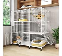 OLSKFUH Large Cat Cage,Cat Cages Indoor Cat Playpen Enclosures & Steps,Cat Kennel Metal Kennels Crate With Universal Wheel,Large Exercise Place Ideal For 1-3 Cat,111x49x112cm