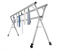 OLSKFUH Laundry Stand Stainless Steel Foldable Indoor Heavy Duty Laundry Drying Rack Length Adjustable Garment Rack Laundry Rack Laundry Drying Rack,With Wheels-200cm/79in