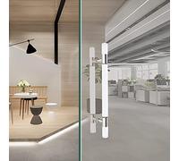 OLSKFUH Modern Push Pull Bar Handle,Office Push Pull Door Handle For Business Sliding Glass Doors,H Shaped Acrylic Clear Tube/Double Sided Barn Door Hardware,23/30/40/47 In,Silver-80cm/31.5in