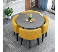 OLSKFUH Modern Round Dining Table Set For 4 With Chairs Small Circle Kitchen Table For Conference Room 31.5" Round Dining Room Table Set,A36-90x90x75cm