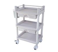 OLSKFUH Movable Carts, Kitchen Storage Hand Trucks, 3-Shelf Beauty Salon Cart On Brake Wheels With Drawer, Equipment Trolley With Dirt Bucket/Beige/2 Drawers,