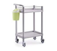 OLSKFUH Movable Hand Trucks Household Serving Cart Gray Spa Salon Beauty Rolling Trolley With Wheels,Utility Service Cart Shelf With Handless/Beige/2 Tiers,