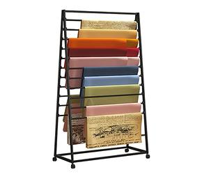 OLSKFUH Movable Scarf Rack Stand With Wheels, Double-Sided Metal Display Shelf For Flower Shops, Craft Rooms & Retail, Versatile Storage Organizer For Accessories,Black-100x40x165cm