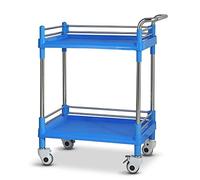 OLSKFUH Movable Trolleys, Household Serving Cart 2-Tier Cart/Beauty Salon Rolling Equipment Cart,Utility Trolley With Handle For Office Home Kitchen/Blue/73 * 53 * 90Cm,