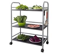 OLSKFUH Multi-Functional Stainless Steel Kitchen Cart With Wine Storage Portable Rolling Recycling Trolley For Family Hotel And Restaurant Use,