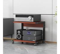 OLSKFUH Printer Stand,Av Media Stand With Wheels, 2-Tier Audio-Video Shelving, Modern Console Wooden Storage Shelves, Stereo Racks And Stands, Audio Tower Corner Entertainment Ce,Teak-50x40x45cm