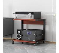 OLSKFUH Printer Stand,Av Media Stand With Wheels, 2-Tier Audio-Video Shelving, Modern Console Wooden Storage Shelves, Stereo Racks And Stands, Audio Tower Corner Entertainment Ce,Teak-50x40x50cm