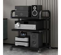 OLSKFUH Printer Stand,Stereo Stand Modern With Wheels Audio-Video Media Stand Design Av Media Stand Audio Rack Tower For Record Player Wooden Stereo Cabinet Audio Rack Tower For,Deep Black-50x40x65cm