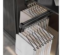 OLSKFUH Pull-Out Trouser Rack Removable Pull-Out Rack Wardrobe Storage Expandable Space Saving Drawer-Style Hanger Rod Rolling Trolley,Adjustable Clothes - Retractable Hanger Fo,Negro-40cm