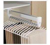 OLSKFUH Pull-Out Trouser Rack Removable Pull-Out Rack Wardrobe Storage Expandable Space Saving Drawer-Style Hanger Rod Rolling Trolley,Adjustable Clothes - Retractable Hanger Fo,Blanco-35cm