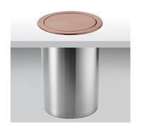 OLSKFUH Recessed Countertop Trash Bin, Stainless Steel Trash Can With Flap Cover, Hidden Built-In Garbage Bin Lid, Waste Chute For Kitchen Desk And Bedroom,Copper-One Size