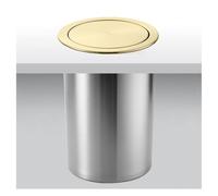 OLSKFUH Recessed Countertop Trash Bin, Stainless Steel Trash Can With Flap Cover, Hidden Built-In Garbage Bin Lid, Waste Chute For Kitchen Desk And Bedroom,Titanium-One Size