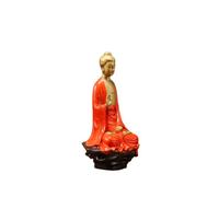 OLSKFUH Red Brass Buddha Statue,Metal Religious Worship Sakyamuni Handmade Sculpture Study Desk Meditation Room Wealth Worship God Home Garden Decoration,