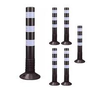 OLSKFUH Reflective Parking Cones 12 8 6 5 4 2 Pack, 30In Traffic Delineator Safety Post For Parks/Garden Pathways/Streets, Commercial Flexible Caution Cones Bollard Post,Black-6 Pack