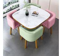 OLSKFUH Ross Selling Opportunity: Round Dining Table Set For 4 With Chairs And Marble Table Office Reception Desk And Chair Set Suitable For Lounge Living Room,Double Spell-a-square-leather-