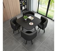 OLSKFUH Ross Selling Opportunity: Round Dining Table Set For 4 With Chairs And Marble Table Office Reception Desk And Chair Set Suitable For Lounge Living Room,Black 1-square-leather-One Siz