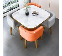 OLSKFUH Ross Selling Opportunity: Round Dining Table Set For 4 With Chairs And Marble Table Office Reception Desk And Chair Set Suitable For Lounge Living Room,Double Spell-square-leather-On