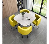 OLSKFUH Ross Selling Opportunity: Round Dining Table Set For 4 With Chairs And Marble Table Office Reception Desk And Chair Set Suitable For Lounge Living Room,Yellow-square-leather-One Size